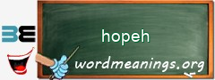 WordMeaning blackboard for hopeh